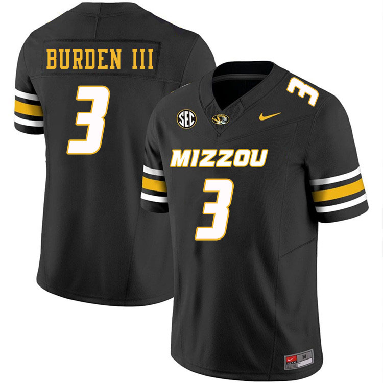 Men #3 Luther Burden III Missouri Tigers College Football Jerseys Stitched-Black